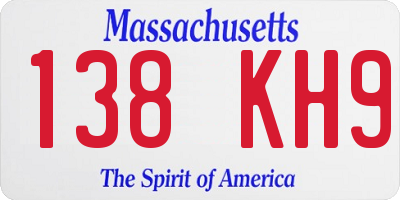 MA license plate 138KH9