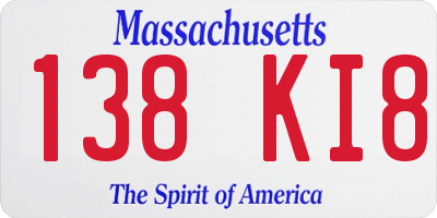 MA license plate 138KI8