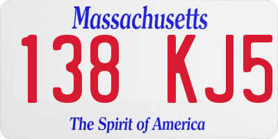 MA license plate 138KJ5