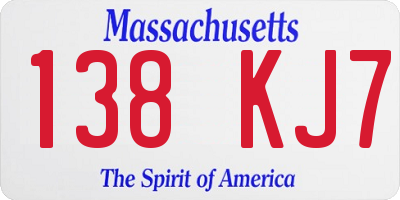 MA license plate 138KJ7