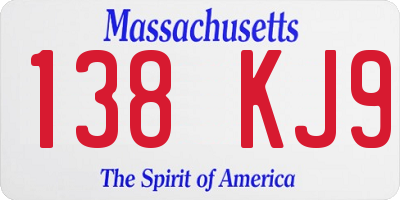 MA license plate 138KJ9