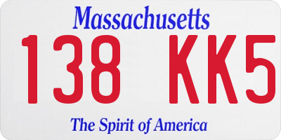 MA license plate 138KK5