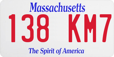 MA license plate 138KM7