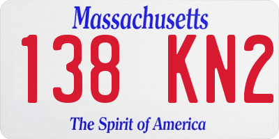 MA license plate 138KN2