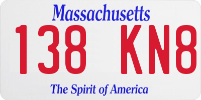 MA license plate 138KN8
