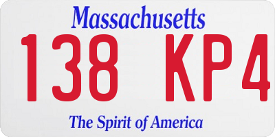 MA license plate 138KP4