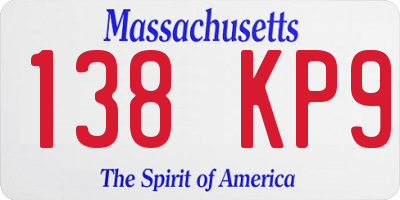 MA license plate 138KP9