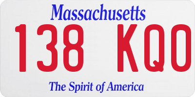 MA license plate 138KQ0