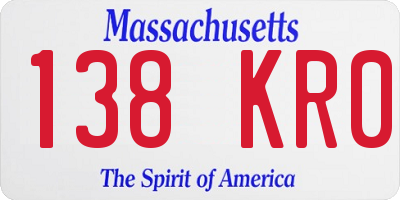 MA license plate 138KR0