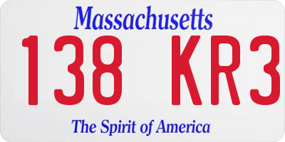 MA license plate 138KR3