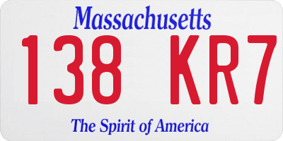 MA license plate 138KR7