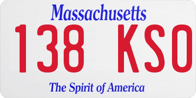 MA license plate 138KS0