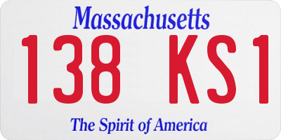 MA license plate 138KS1