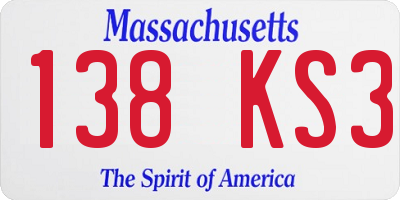 MA license plate 138KS3