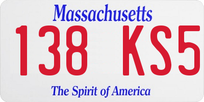 MA license plate 138KS5