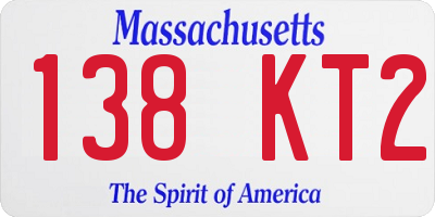 MA license plate 138KT2