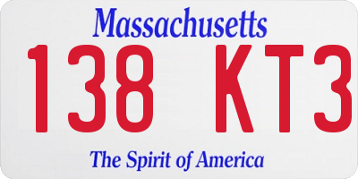 MA license plate 138KT3