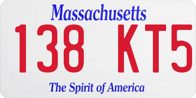 MA license plate 138KT5