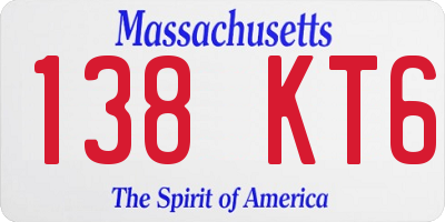 MA license plate 138KT6