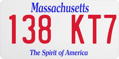 MA license plate 138KT7