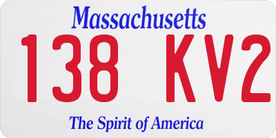 MA license plate 138KV2