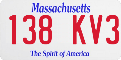 MA license plate 138KV3