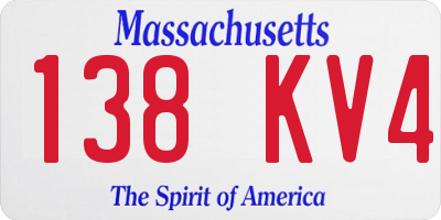 MA license plate 138KV4