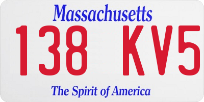 MA license plate 138KV5