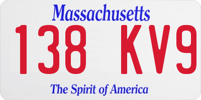 MA license plate 138KV9