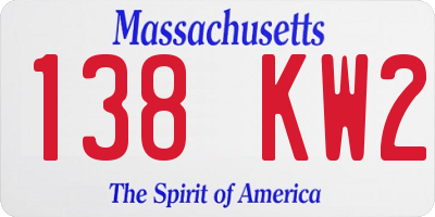 MA license plate 138KW2