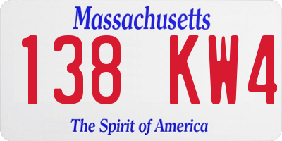 MA license plate 138KW4