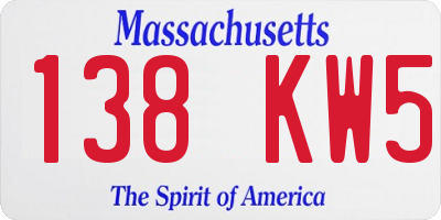MA license plate 138KW5