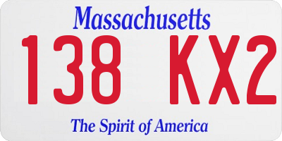 MA license plate 138KX2
