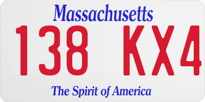 MA license plate 138KX4