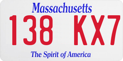 MA license plate 138KX7