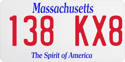 MA license plate 138KX8