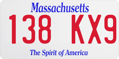 MA license plate 138KX9