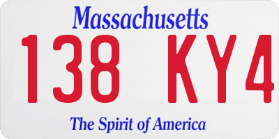 MA license plate 138KY4
