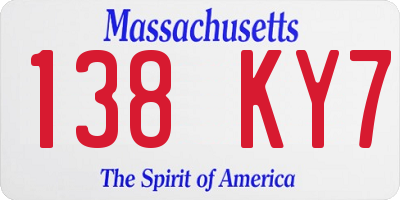 MA license plate 138KY7
