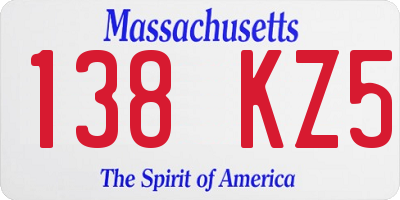 MA license plate 138KZ5