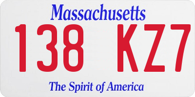 MA license plate 138KZ7
