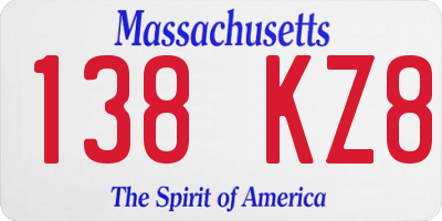 MA license plate 138KZ8