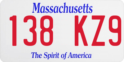 MA license plate 138KZ9