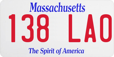 MA license plate 138LA0