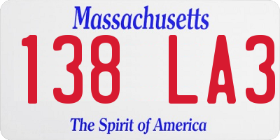 MA license plate 138LA3