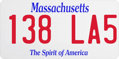 MA license plate 138LA5