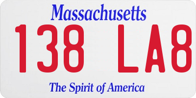 MA license plate 138LA8