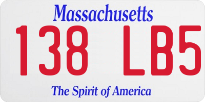 MA license plate 138LB5