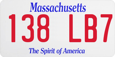 MA license plate 138LB7