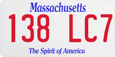 MA license plate 138LC7